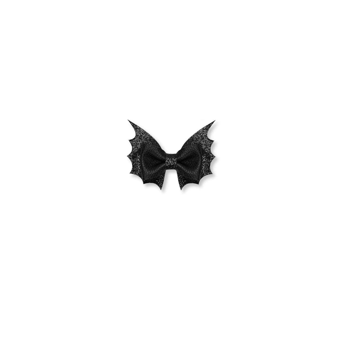 Halloween Bow | Clip in Hairbow | Small Bow | Sparkly Bat w/Leather