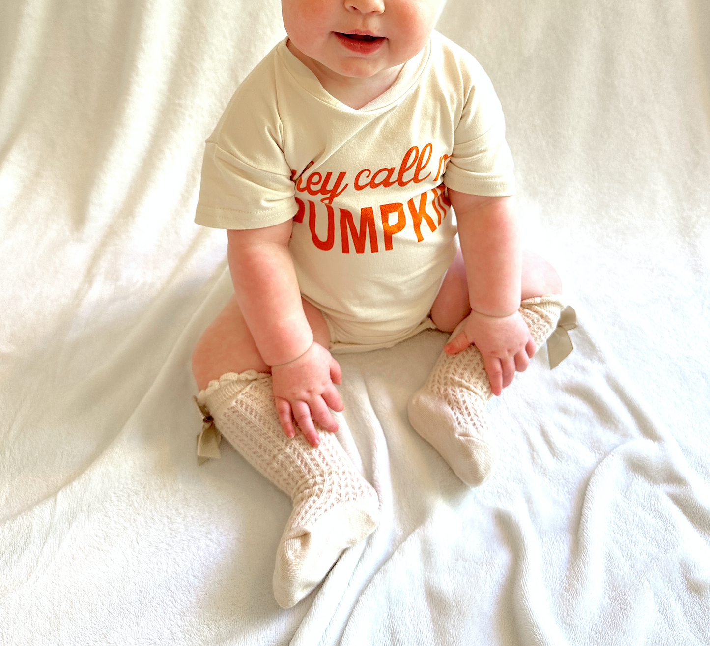 Baby & Toddler Bubble Romper | 100% Cotton | Short Sleeves | Sizes 3-6m up to 12-18m | They Call Me Pumpkin | FINAL SALE