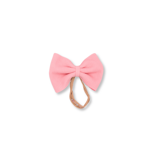Baby Headband | Handmade | Nylon | Large Bow | Size 0-24m | Bubblegum Pink | FINAL SALE