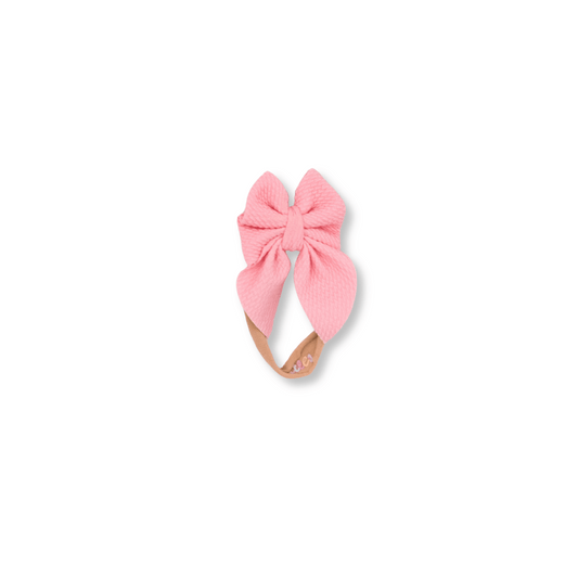 Sailor Bow Headband | Handmade Bullet Bow | Nylon | Small Bow | 0-24m | Bubblegum Pink