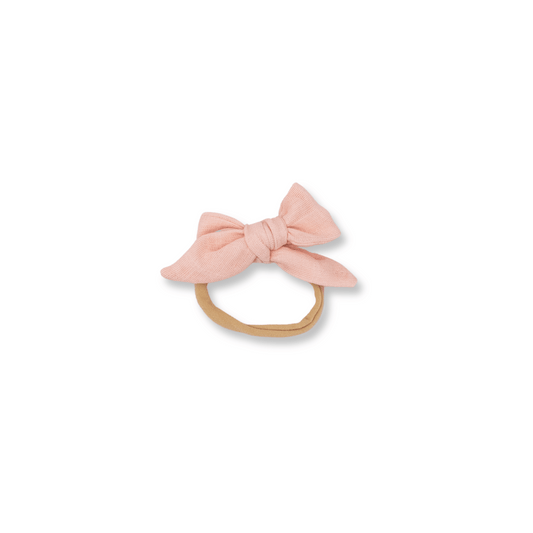 Fable Bow Headband | Nylon | Small Bow | Fits 0-24m | Peach | sbb