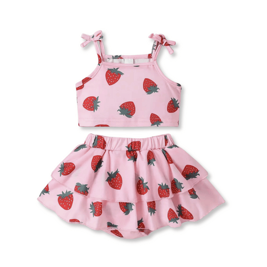 Baby Two-Piece Skirt Set | Sizes 3-6m up to 12-18m | Strawberries