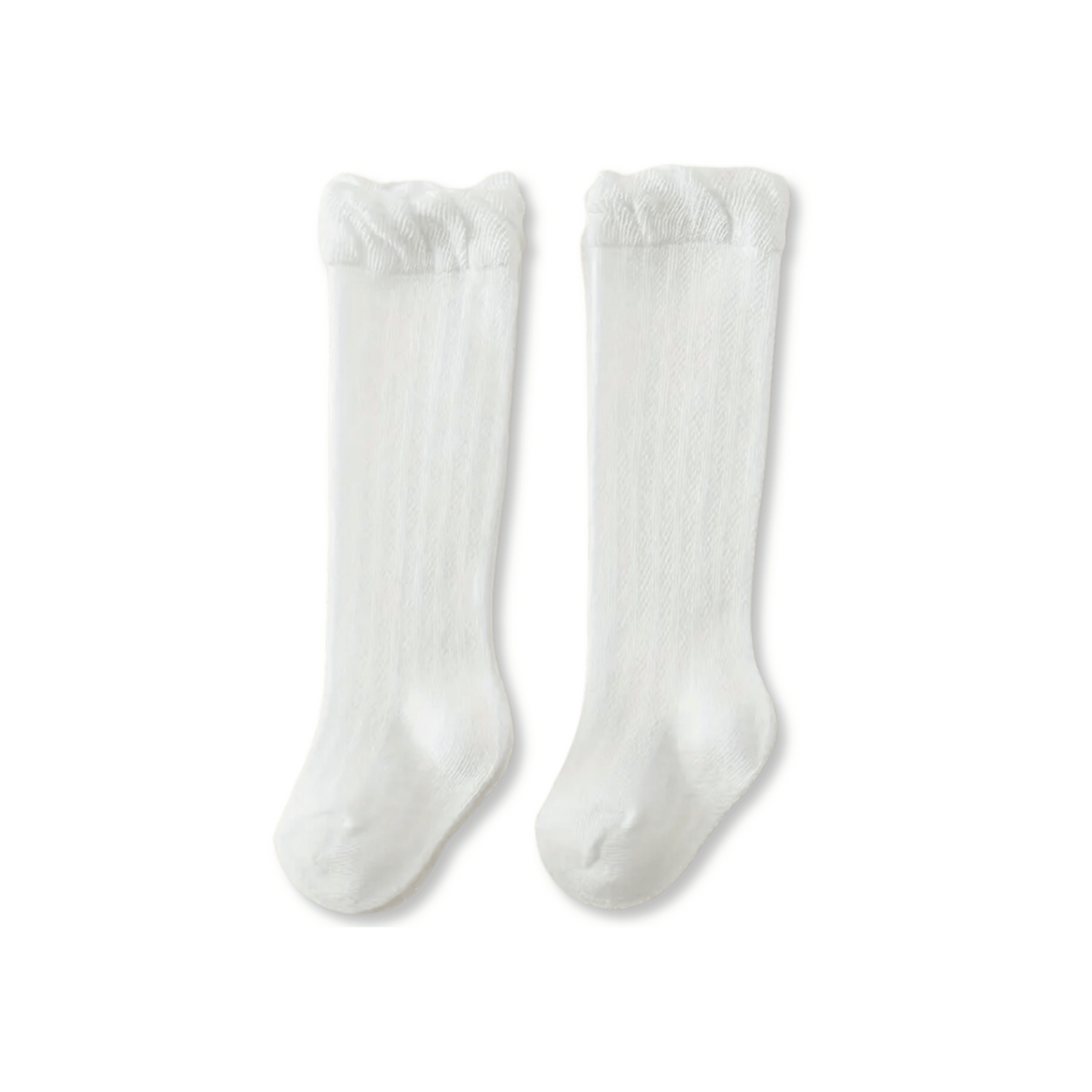 Baby & Toddler Socks | Knee High | Ruffle | Off White | FINAL SALE