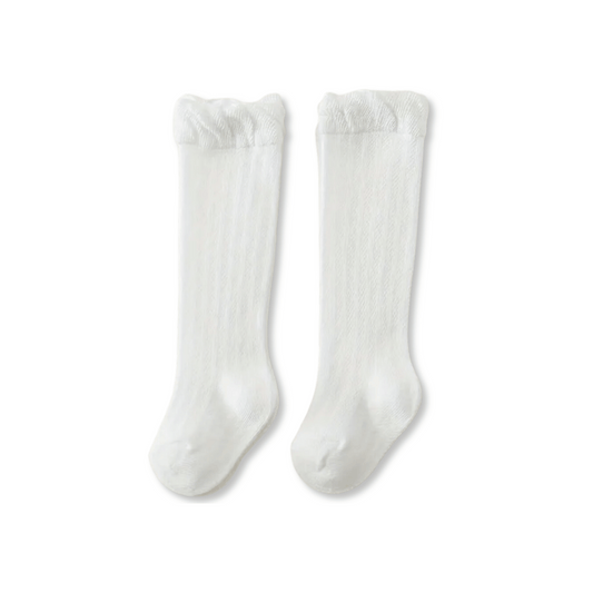 Baby & Toddler Socks | Knee High | Ruffle | Off White | FINAL SALE