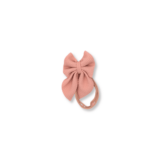 Sailor Bow Headband | Handmade Bullet Bow | Nylon | Small Bow | 0-24m | Dusty Rose | FINAL SALE