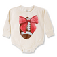 WHOLESALE | Baby & Toddler Bubble Romper | Long Sleeves | 100% Cotton | Sizes 0-3m up to 12-18m | Football Bow | Beige | Pack of 6