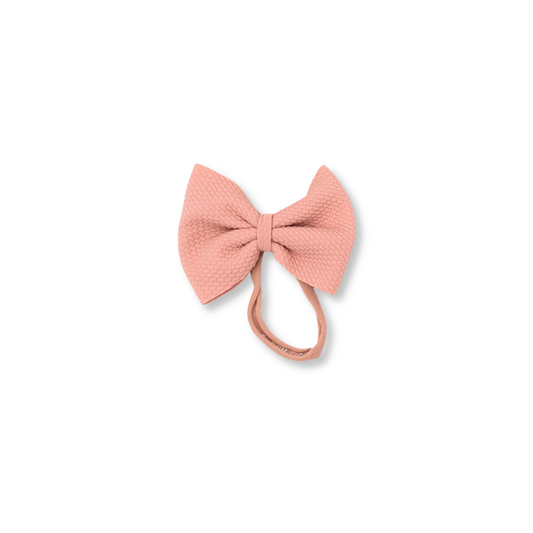 Baby Headband | Handmade | Nylon | Large Bow | Size 0-24m | Dusty Rose | FINAL SALE