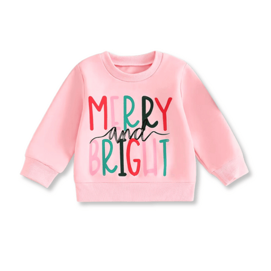 Toddler Sweatshirt | Sizes 12-18m to 3T | Pink Merry & Bright | FINAL SALE