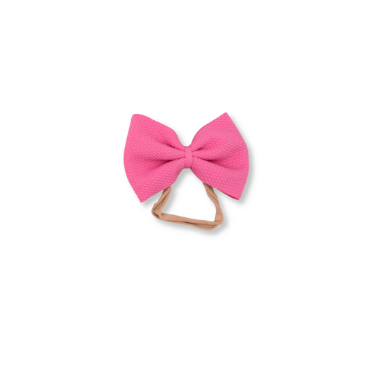 Baby Headband | Handmade | Nylon | Large Bow | Size 0-24m | Hot Pink | FINAL SALE