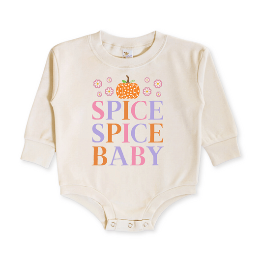 DOORBUSTER! Baby & Toddler Girl's Romper | Long Sleeves | 100% Cotton | Sizes 0-3m up to 12-18m | Pumpkin Spice Spice Baby | FINAL SALE