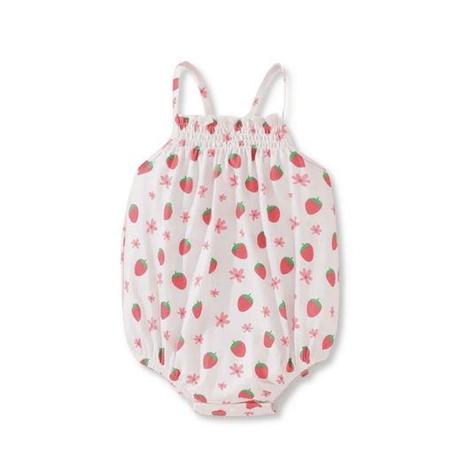 Baby & Toddler Bubble Romper | Sizes 3-6m up to 18-24m | Runs Big-Size Down| Strawberries Field