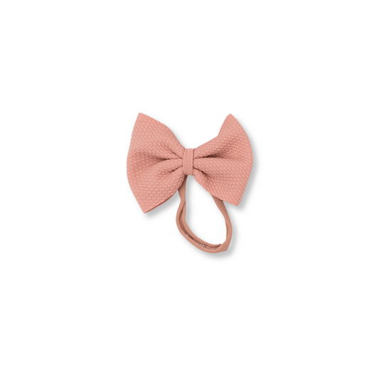 Baby Headband | Handmade | Nylon | Large Bow | Size 0-24m | Mauve | FINAL SALE