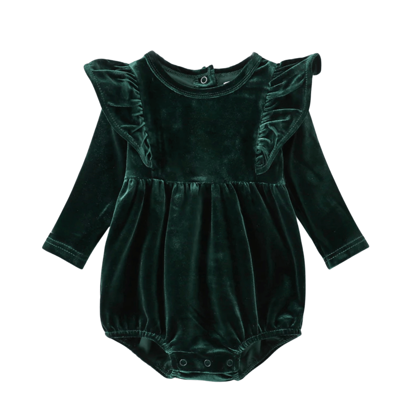 Baby Romper Bodysuit | Sizes 3-6m to 18-24m | Luxe Velvet | Forest Green | FINAL SALE