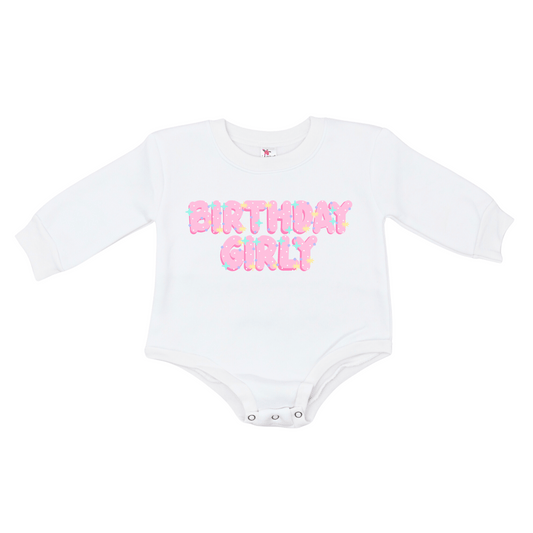 Baby Bubble Romper | 0-3m to 12-18m | Fleece | Pink or Purple | Birthday Girly | FINAL SALE