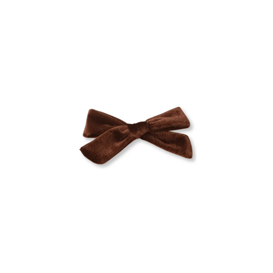 Baby & Toddler Bow | Clip in Hairbow | Velvet | Medium Bow | Chocolate | FINAL SALE