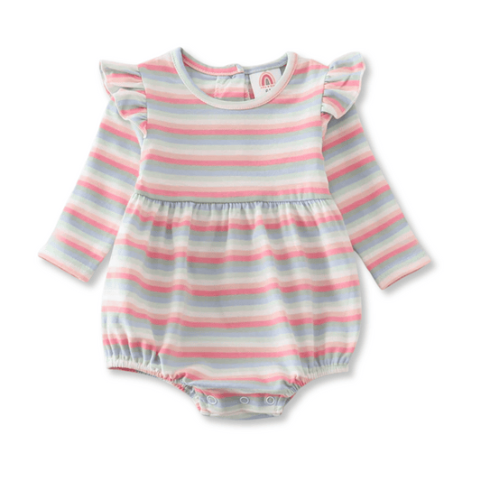 Baby Bubble Romper | Sizes 0-3m to 12-18m | Pastel Stripes | FINAL SALE