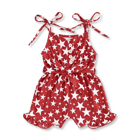 Baby & Toddler One-Piece Shorts Set | Sizes 12-18m up to 2/3T | Red Stars
