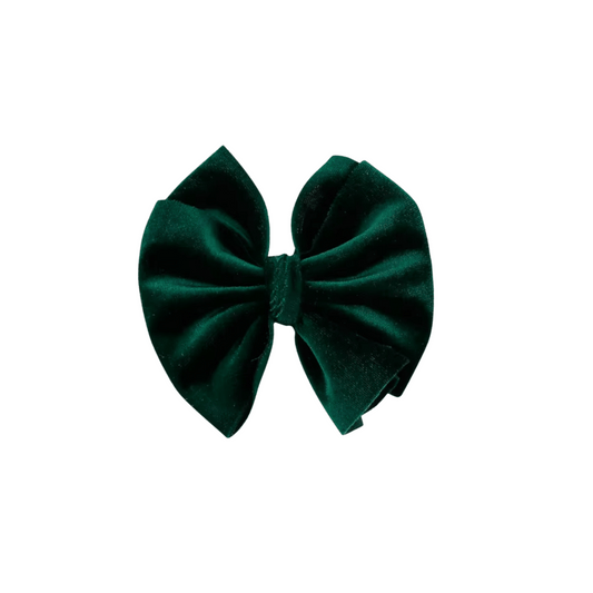 Baby & Toddler Bow | Clip in Hairbow | Velvet | Medium Bow | Emerald Green | FINAL SALE