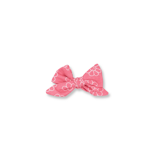 Fable Bow | Clip in Hairbow | Handmade | Small Bow | Pink Daisy Smiles