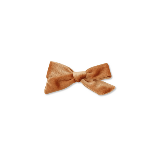 Baby & Toddler Bow | Clip in Hairbow | Velvet | Medium Bow | Pumpkin | FINAL SALE