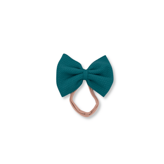 Baby Headband | Handmade | Nylon | Large Bow | Size 0-24m | Teal | FINAL SALE