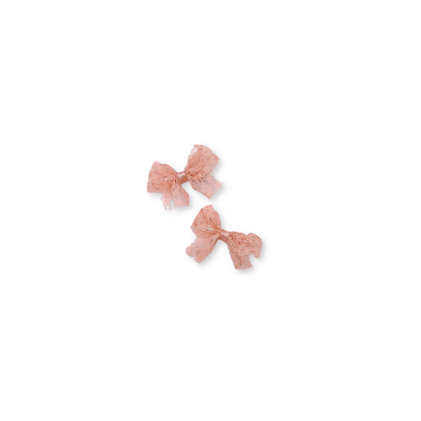 Baby & Toddler Bows | Set of 2 | Clip in Hairbow | Mini Bows | Vintage Pink Lace | FINAL SALE