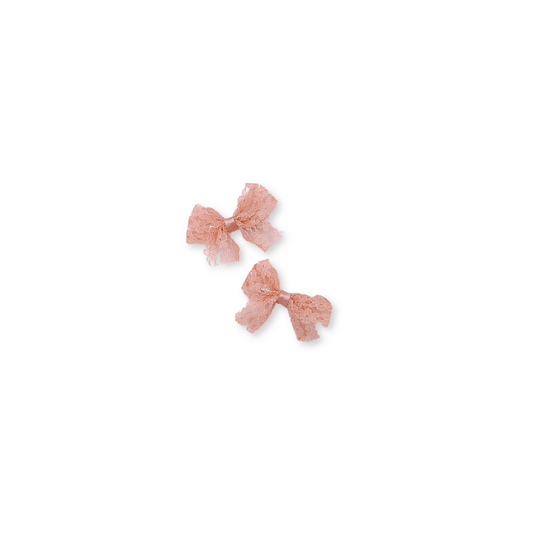 Baby & Toddler Bows | Set of 2 | Clip in Hairbow | Mini Bows | Vintage Pink Lace | FINAL SALE
