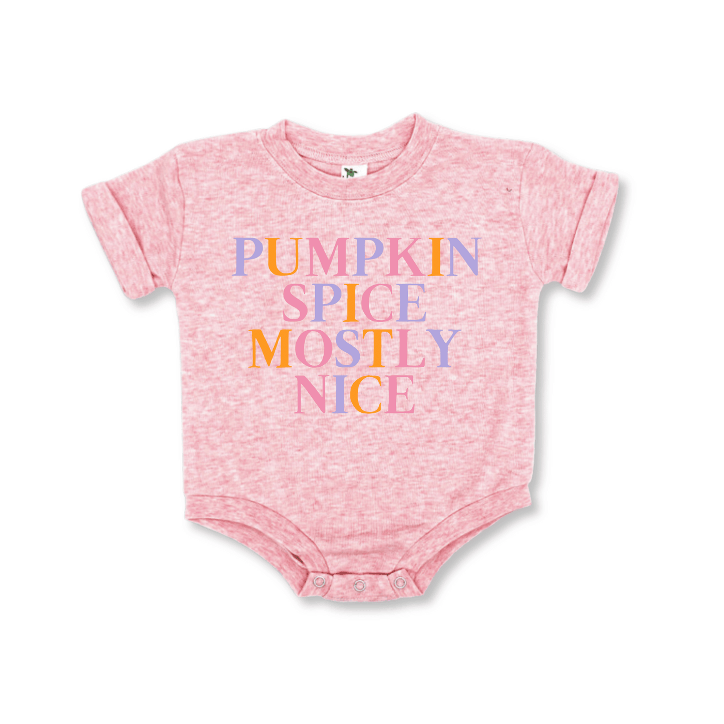 Baby & Toddler Romper | Pink Short Sleeves | Sizes 3-6m up to 12-18m | Pumpkin Spice Mostly Nice | FINAL SALE