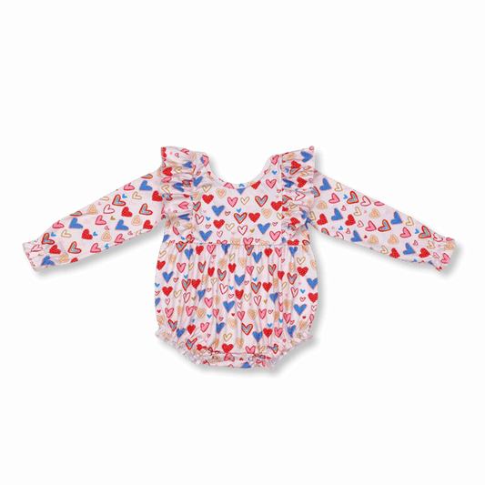 Baby Bubble Romper | 3-6m to 2T | Valentine's Hearts | FINAL SALE