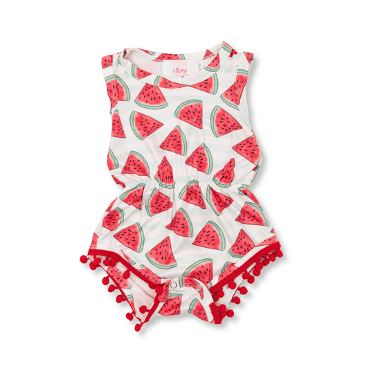 Baby & Toddler Pom Pom Romper | Sizes 0-6m up to 2/3T | Watermelons