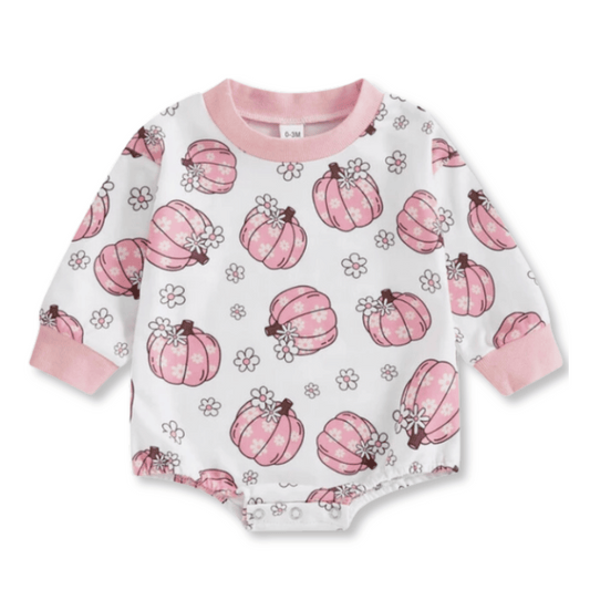 Baby & Toddler Romper | Sizes 3-6m up to 12-18m | Pink Pumpkins | FINAL SALE