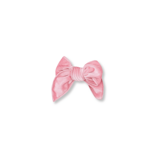 Baby & Toddler Bow | Clip in Hairbow | Handmade Luxe Velvet | Medium Bow | Bubblegum Pink | FINAL SALE