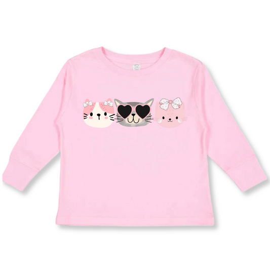 Toddler Girl's T-shirt | 100% Cotton | Sizes 2T to 5/6T | Pink | Cool Cats | FINAL SALE