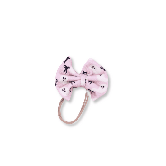 Baby & Toddler Headband | Handmade Bullet Bow | Nylon | Medium Bow | 0-24m | Girly Ghosts | Large Pattern | sbb | FINAL SALE