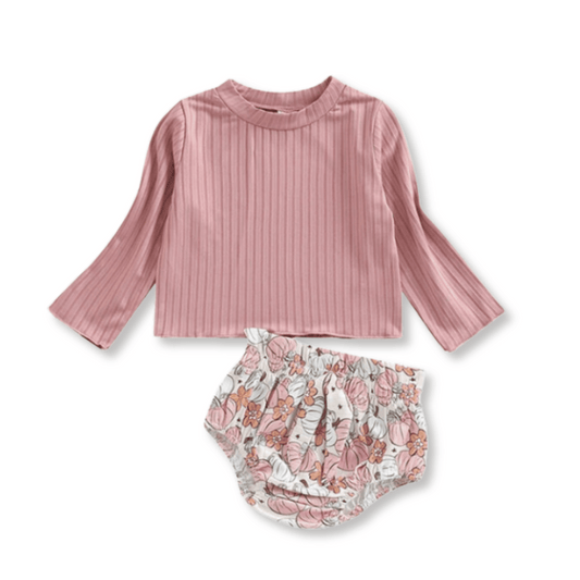 Baby & Toddler Two-Piece Set | Sizes 3-6m up to 18-24m | Runs Big, Size Down | Pastel Pumpkins | FINAL SALE