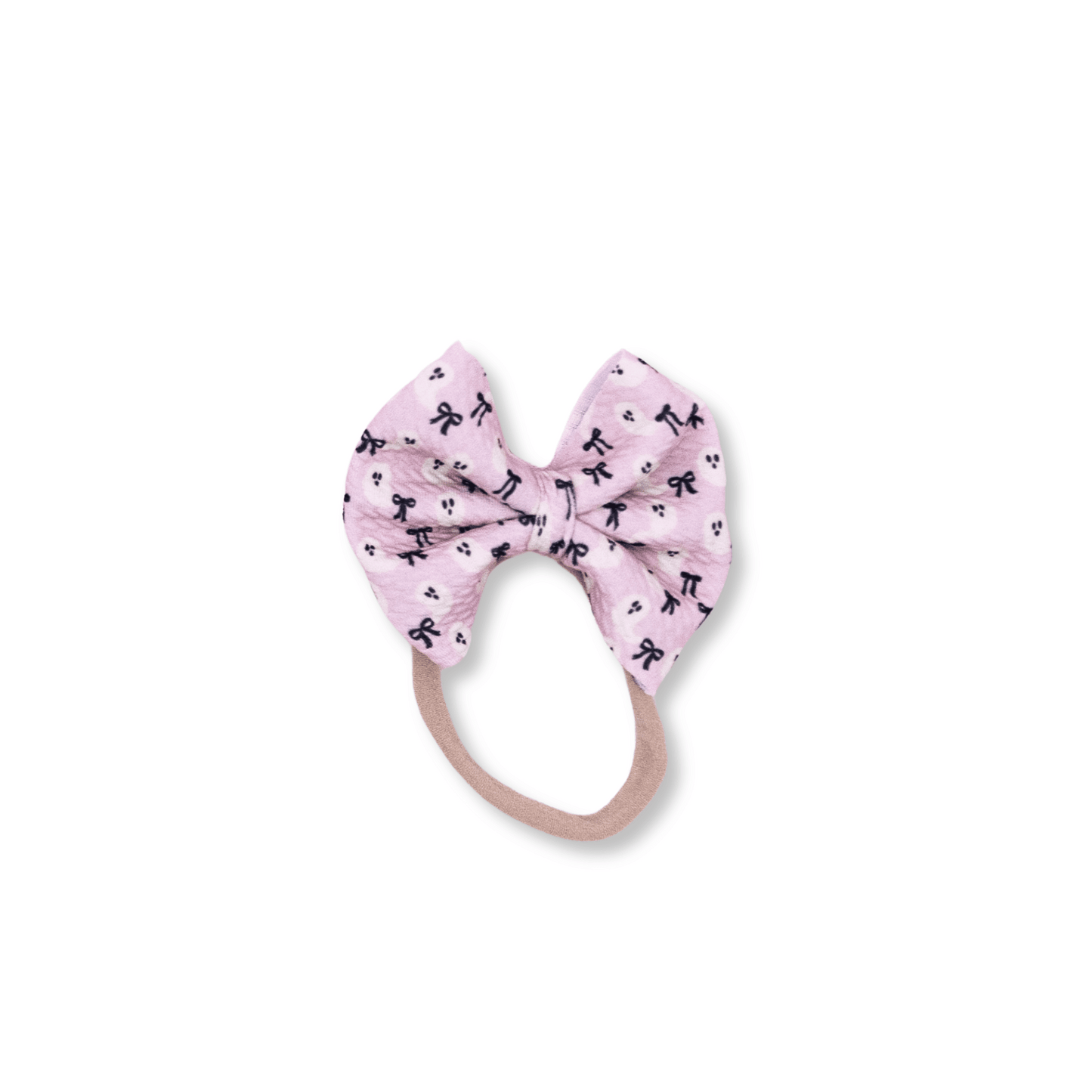 Baby & Toddler Headband | Handmade Bullet Bow | Nylon | Medium Bow | 0-24m | Girly Ghosts | Small Pattern | | sbb | FINAL SALE