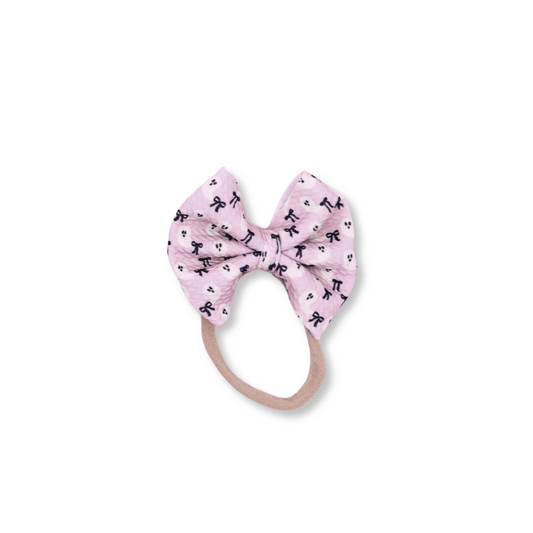 Baby & Toddler Headband | Handmade Bullet Bow | Nylon | Medium Bow | 0-24m | Girly Ghosts | Small Pattern | | sbb | FINAL SALE