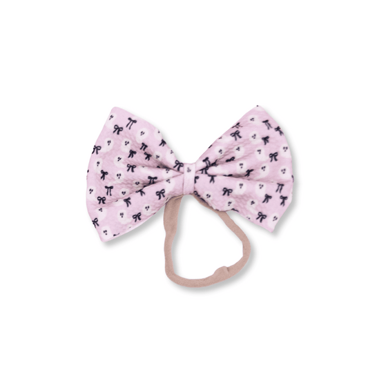 Baby Headband | Handmade | Nylon | Large Bow | Size 0-24m | Girly Ghosts | Small Pattern | lbb | FINAL SALE
