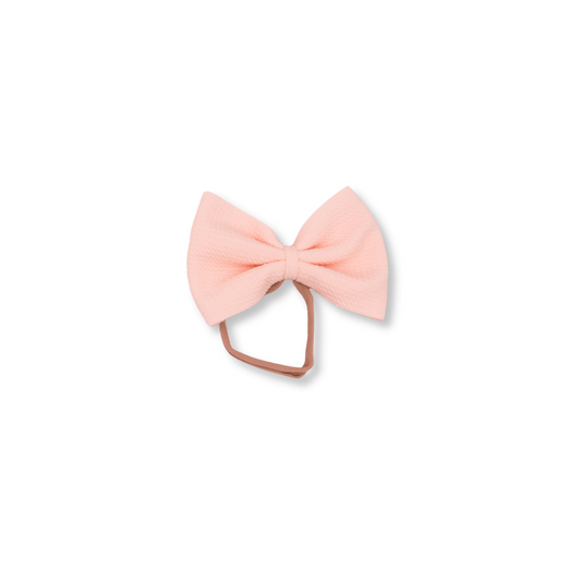 Baby Headband | Handmade | Nylon | Large Bow | Size 0-24m | Peach | FINAL SALE