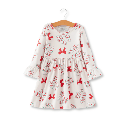 Toddler Dress | Sizes 2T to 5T | Red & White Christmas Bows | FINAL SALE