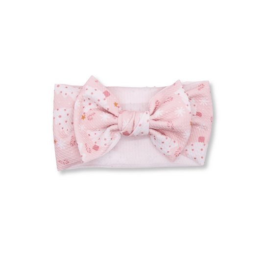 Baby Head Wrap | Handmade Bow | Christmas | Pink Wonderland | FINAL SALE
