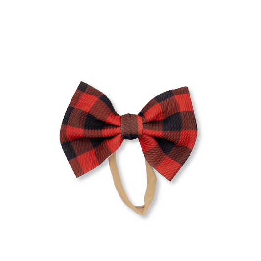 Baby Headband | Big Bow | Red & Navy Plaid | FINAL SALE | fsb
