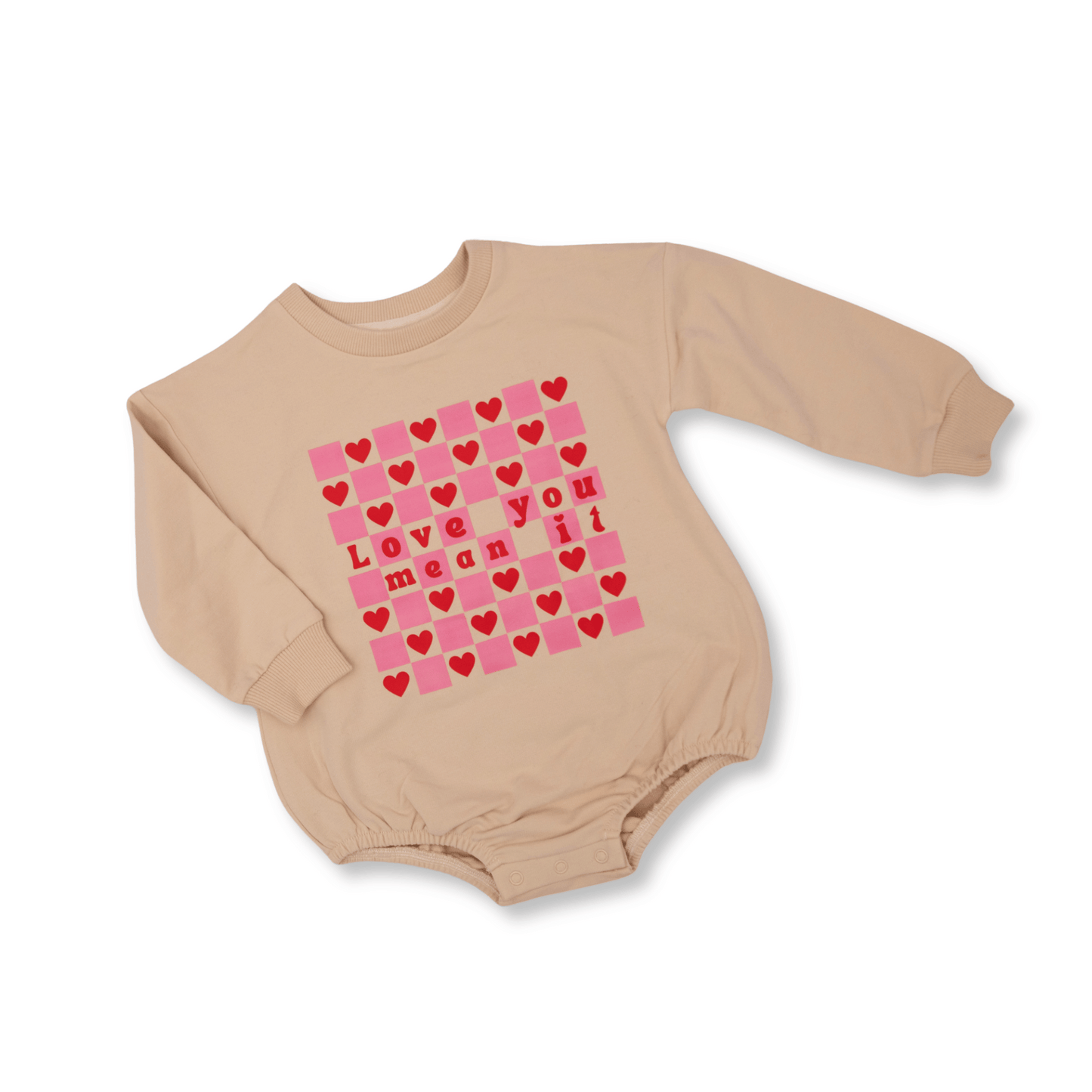 Baby & Toddler Romper | Organic Cotton | Love You Mean It | Beige | clsb