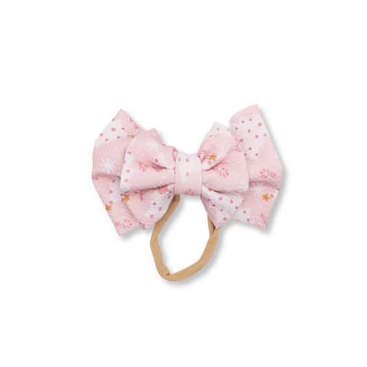 Baby Headband | Handmade | Large Double Bow | Christmas | Pink Wonderland | FINAL SALE | chsb