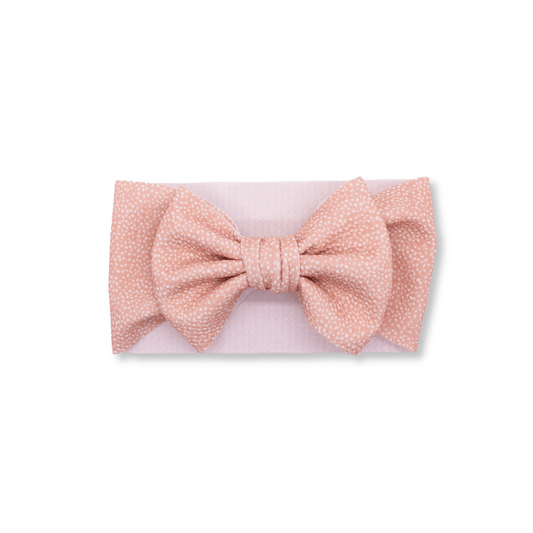 Baby Headband | Head Wrap | Headband for Newborn | Handmade Bow | Pink Ditzy Dot | FINAL SALE | spsb