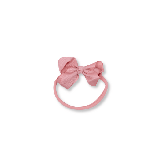 Baby & Toddler Headband | Nylon | Small Bow | Fits 0-24m | Mauve | sbb