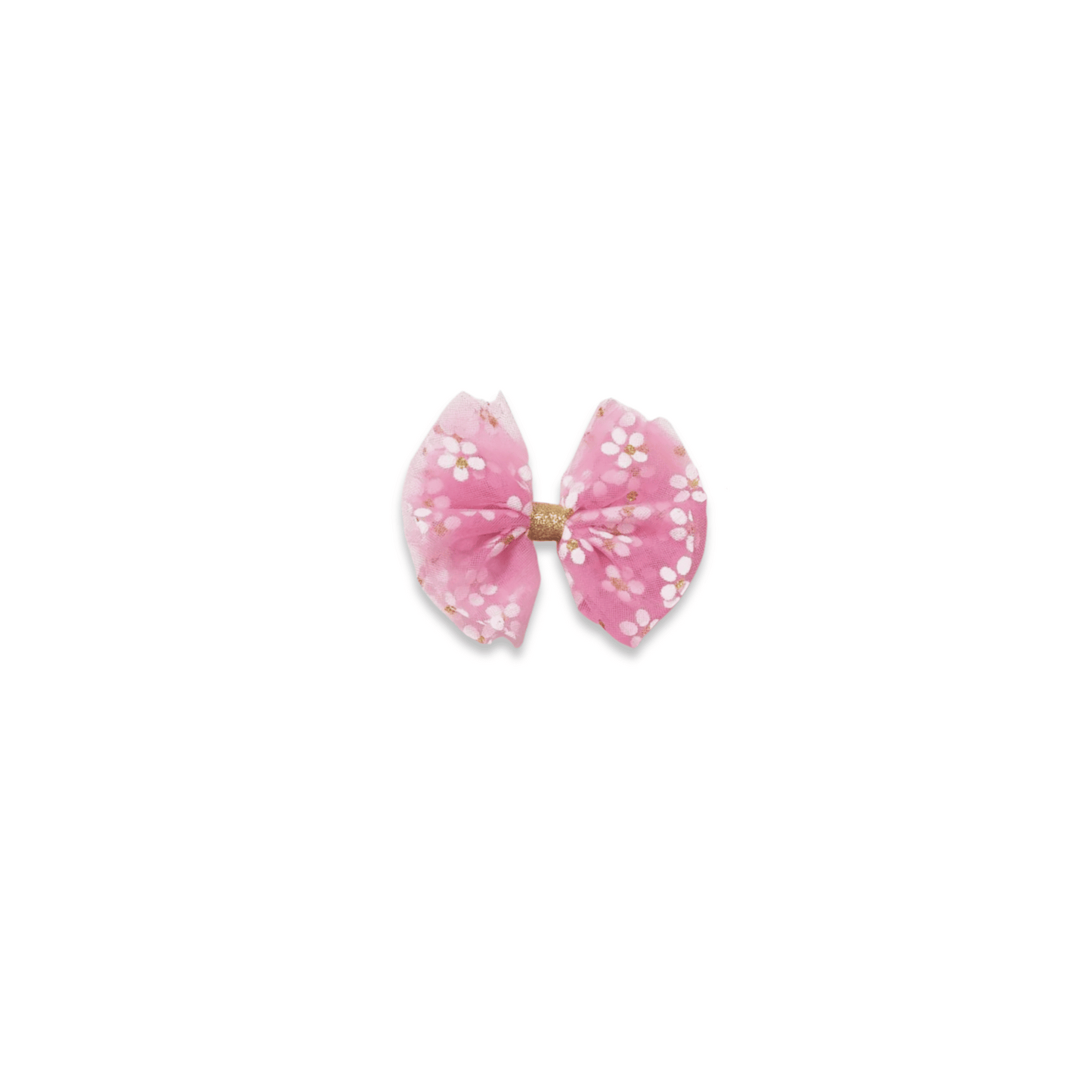 Baby & Toddler Bow | Clip in Hairbow | Small Bow | Daisy Sparkle Tulle | Pink | ssclip