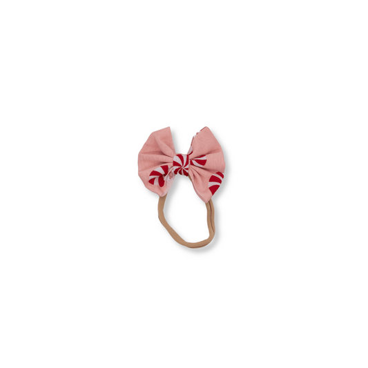 Baby Headband | Small Bow | Christmas | Peppermint Candies | FINAL SALE