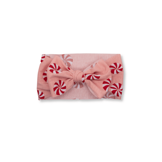 Baby Head Wrap | Handmade Bow | Christmas | Peppermint Candies | FINAL SALE | chsb