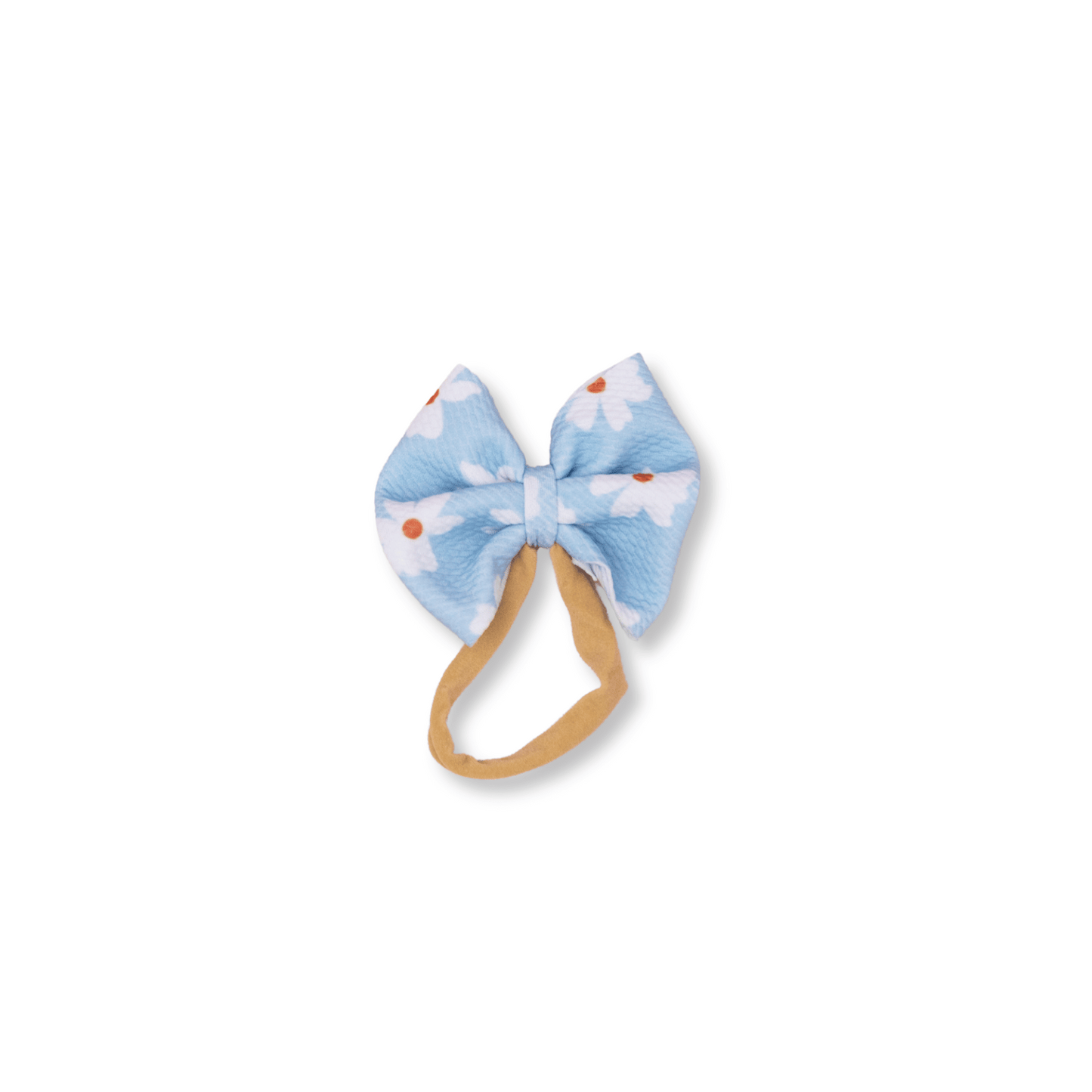 Baby & Toddler Headband | Handmade | Nylon | Small Bow | 0-24m | Blue Daisies | sbb